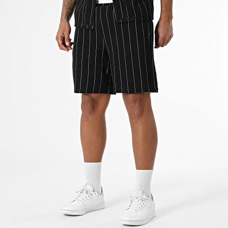 MTX - Ensemble De Chemise Manches Courtes Et Short Jogging A Rayures 208 Noir