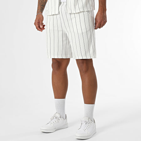 MTX - Ensemble De Chemise Manches Courtes Et Short Jogging A Rayures 208 Blanc