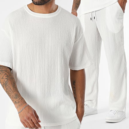 Classic Series - Ensemble Tee Shirt Et Pantalon Texturé 87A Blanc