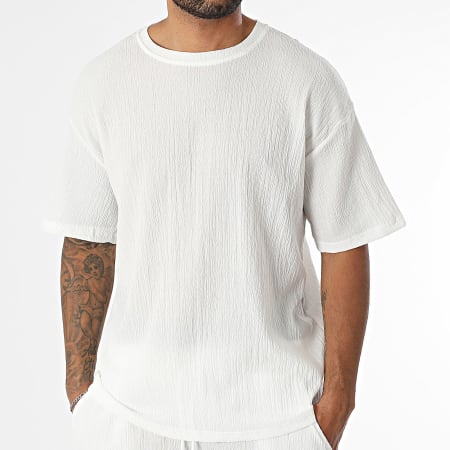 Classic Series - Ensemble Tee Shirt Et Pantalon Texturé 87A Blanc