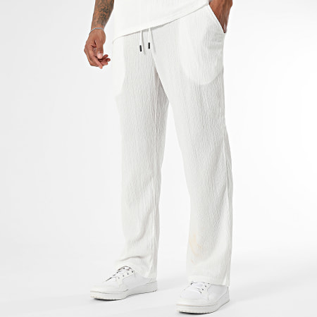 Classic Series - Ensemble Tee Shirt Et Pantalon Texturé 87A Blanc