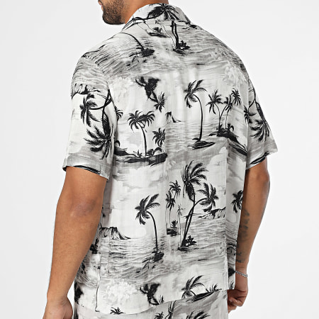 MTX - Ensemble Chemise Manches Courtes Et Short Jogging En Lin 836 Blanc Gris