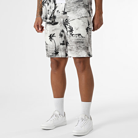 MTX - Ensemble Chemise Manches Courtes Et Short Jogging En Lin 836 Blanc Gris