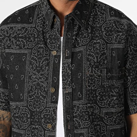 MTX - Ensemble Chemise Jean Manches Courtes Et Short Jean 15A Noir Bandana