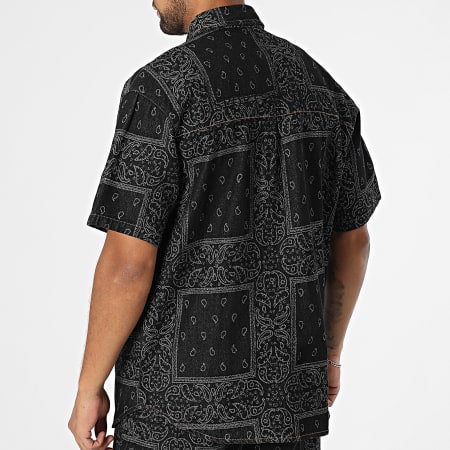 MTX - Ensemble Chemise Jean Manches Courtes Et Short Jean 15A Noir Bandana