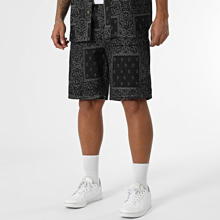 MTX - Ensemble Chemise Jean Manches Courtes Et Short Jean 15A Noir Bandana