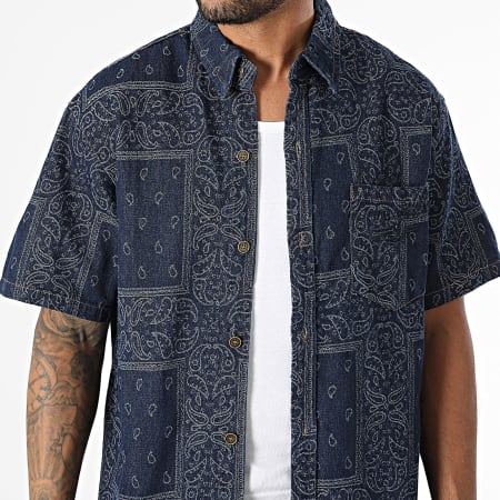 MTX - Ensemble Chemise Jean Manches Courtes Et Short Jean 15A Bleu Brut Bandana