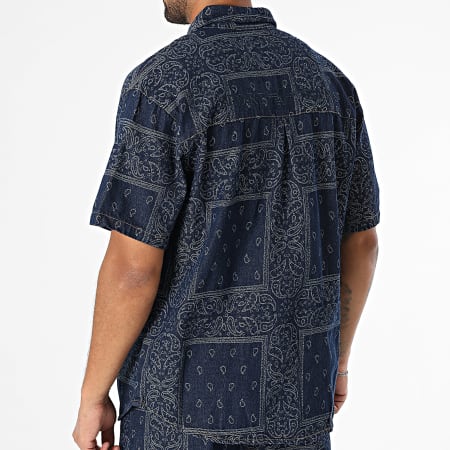 MTX - Ensemble Chemise Jean Manches Courtes Et Short Jean 15A Bleu Brut Bandana