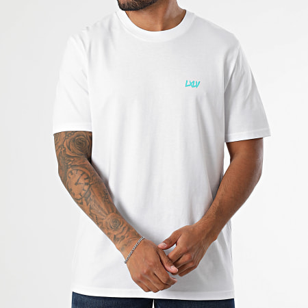 Luxury Lovers - Camiseta Oversize South Beach Motors Club Blanco Turquesa