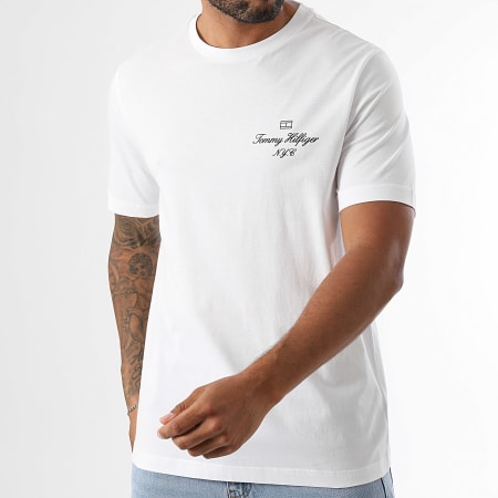 Tommy Hilfiger - Tee Shirt Outline Flag Script 9360 Blanc