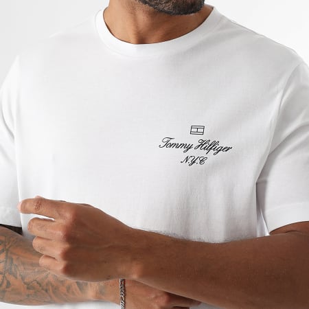Tommy Hilfiger - Tee Shirt Outline Flag Script 9360 Blanc