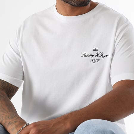 Tommy Hilfiger - Tee Shirt Outline Flag Script 9360 Blanc