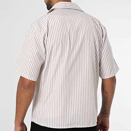 Uniplay - Chemise Manches Courtes A Rayures 499 Beige Blanc