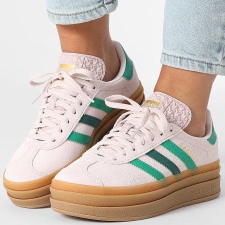 Adidas Originals - Baskets Femme Gazelle Bold JR5952 Almost Pink Court Green Gold Metallic