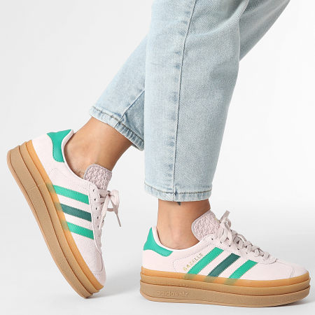 Adidas Originals - Baskets Femme Gazelle Bold JR5952 Almost Pink Court Green Gold Metallic