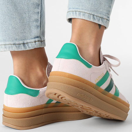 Adidas Originals - Baskets Femme Gazelle Bold JR5952 Almost Pink Court Green Gold Metallic