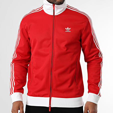Adidas Originals - Veste Zippée A Bandes Classic TT IM4511 Rouge Blanc