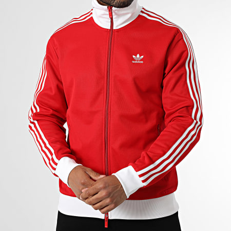 Adidas Originals - Veste Zippée A Bandes Classic TT IM4511 Rouge Blanc
