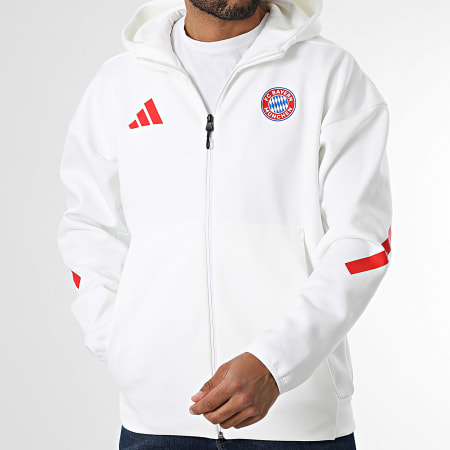 Adidas Sportswear - Veste Zippée Capuche FC Bayern Munich JM9439 Blanc