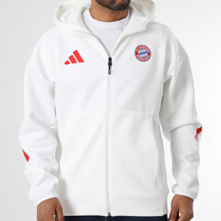 Adidas Sportswear - Veste Zippée Capuche FC Bayern Munich JM9439 Blanc
