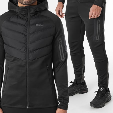 Comme Des Loups - Turbo Hooded Zip Jacket en Joggingbroek Set Zwart Houtskool Grijs