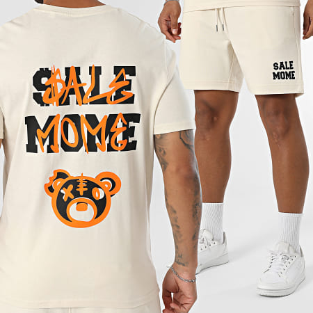 Sale Môme Paris - Ensemble Tee Shirt Et Short Jogging Nounours Spray Beige Orange