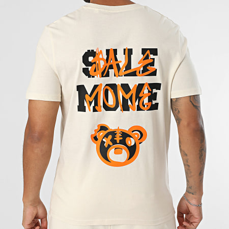 Sale Môme Paris - Ensemble Tee Shirt Et Short Jogging Nounours Spray Beige Orange