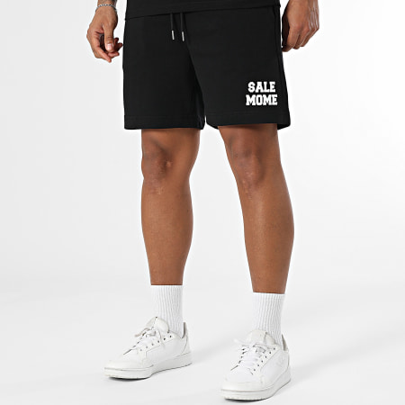 Sale Môme Paris - Ensemble Tee Shirt Et Short Jogging Lapin Spray Noir Rose Fluo