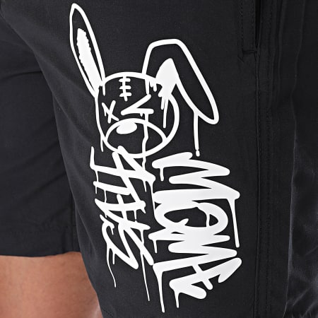 Sale Môme Paris - Short De Bain Lapin Dripping Graffiti Noir Blanc