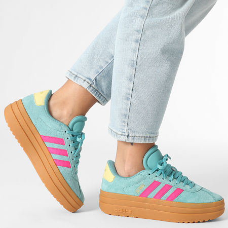 Adidas Sportswear - Baskets Femme VL Court Bold JQ5634 Powder Teal Shock Pink Powder Yellow