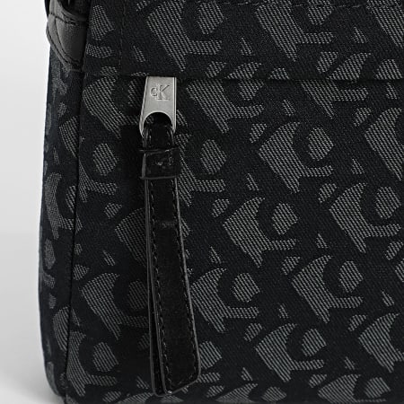 Calvin Klein - Sacoche Slouched Monogram Mini Zip LV04G3175G Noir Gris Anthracite