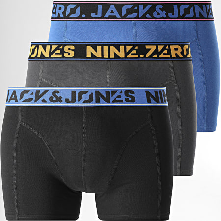Jack And Jones - Lot De 3 Boxers Nine Zero Solid Bleu Roi Gris Anthracite Noir