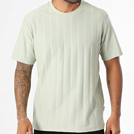 JJ Rebel - Tee Shirt A Rayures Texturées Louis Vert Clair