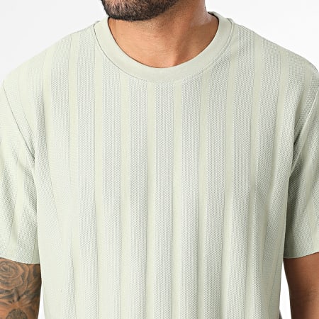 JJ Rebel - Tee Shirt A Rayures Texturées Louis Vert Clair