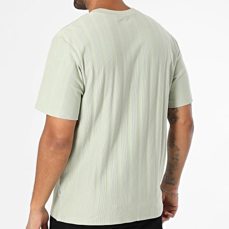 JJ Rebel - Tee Shirt A Rayures Texturées Louis Vert Clair