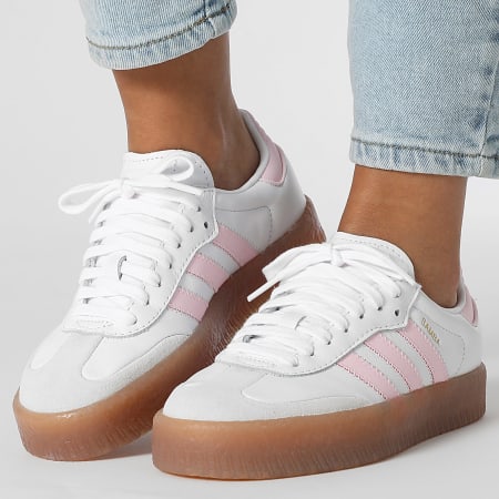 Adidas Originals - Zapatillas Mujer Sambae J JQ1237 Calzado Blanco Claro Rosa Oro Metálico