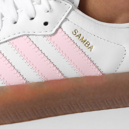 Adidas Originals - Zapatillas Mujer Sambae J JQ1237 Calzado Blanco Claro Rosa Oro Metálico