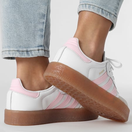 Adidas Originals - Zapatillas Mujer Sambae J JQ1237 Calzado Blanco Claro Rosa Oro Metálico