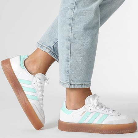 Adidas Originals - Baskets Femme Sambae J JQ1314 Footwear White Clear Mint Gold Metallic