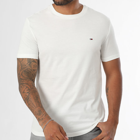 Tommy Jeans - Lot De 2 Tee Shirts Slims Jersey 0687 Blanc Bleu