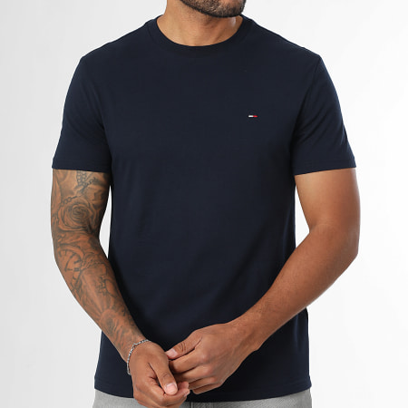Tommy Jeans - Lot De 2 Tee Shirts Slims Jersey 0687 Blanc Bleu Marine