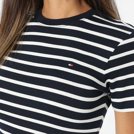 Tommy Hilfiger - Robe Slim A Rayures Femme New Cody 2721 Bleu Marine Blanc