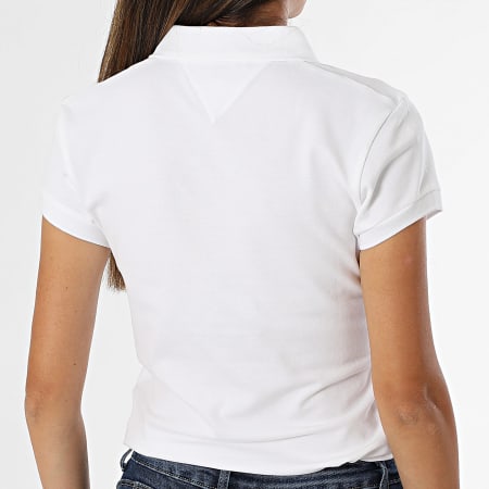 Tommy Hilfiger - Polo Manches Courtes Slim Femme Script 5805 Blanc