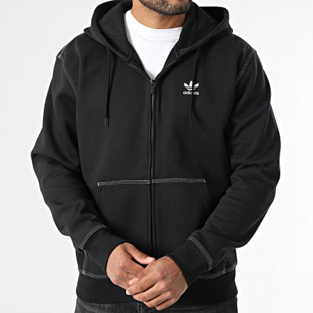 zipふーでぃー Adidas Originals - Essentials Zip Hoodie JW0969 Black - Ryses