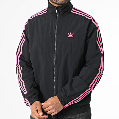 Adidas Originals - Veste Zippée A Bandes Firebird JY1332 Noir Rose Fluo