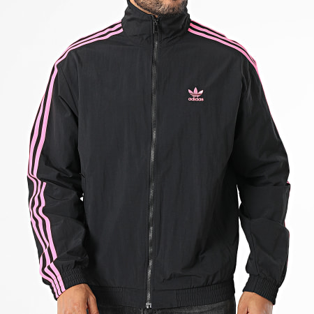 Adidas Originals - Veste Zippée A Bandes Firebird JY1332 Noir Rose Fluo