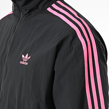 Adidas Originals - Veste Zippée A Bandes Firebird JY1332 Noir Rose Fluo