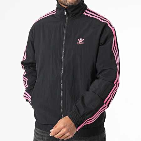 Adidas Originals - Veste Zippée A Bandes Firebird JY1332 Noir Rose Fluo