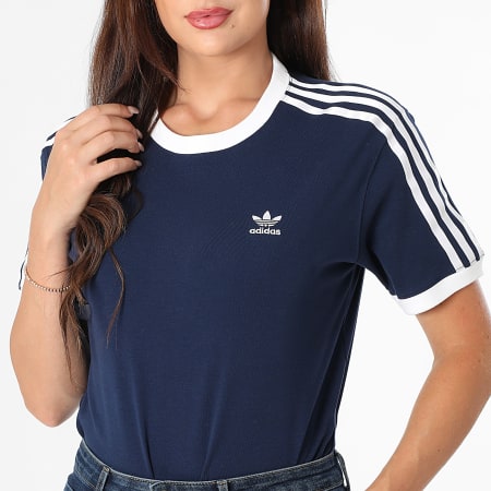 Adidas Originals Tee Shirt Femme Stripes JY4852 Bleu Marine
