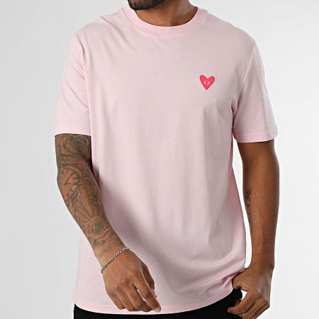 Luxury Lovers - Tee Shirt Oversize Large Heart Rose Fluo Pink